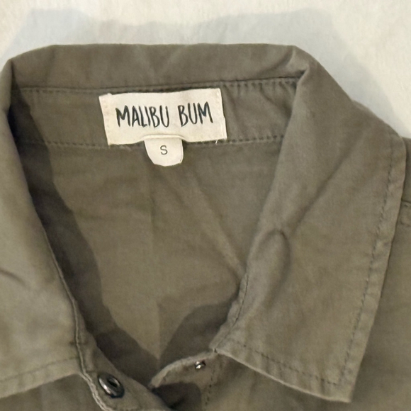 Malibu Bum Army Green Shacket Small Button-Up Utility Layering Top - Picture 15 of 16